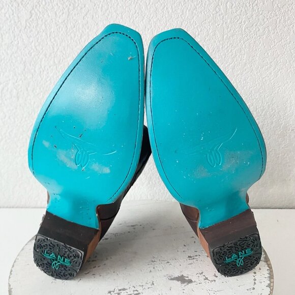 Lane EMMA JANE Womens Cowboy Bootie 9 Cognac Brown Western Cowgirl Short Boots - Picture 8 of 11